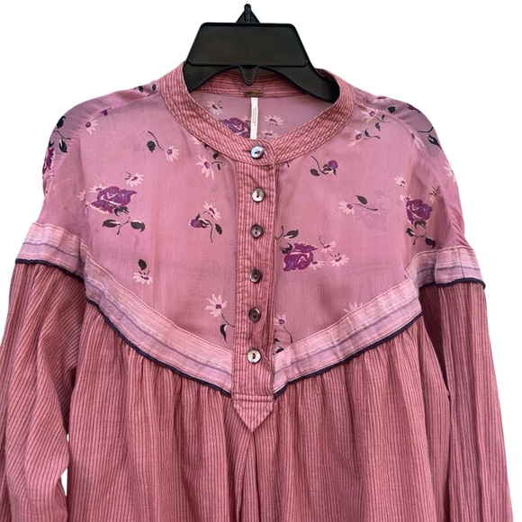 Free People Hearts and Colors Tunic Medium Oversized Cottagecore Lagenlook Fairy - Picture 6 of 16